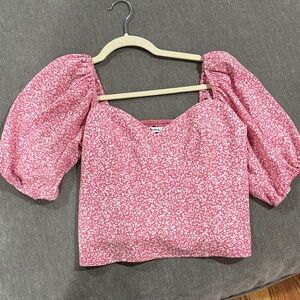 Floral Pink Puff Sleeve Top Abercrombie